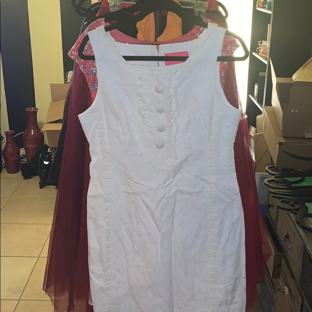 White shift dress